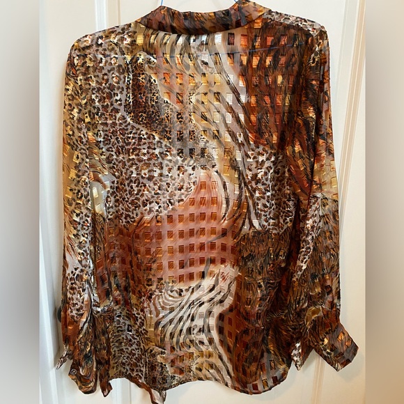 Vintage Semi-Sheer Animal Print Blouse - Picture 3 of 7